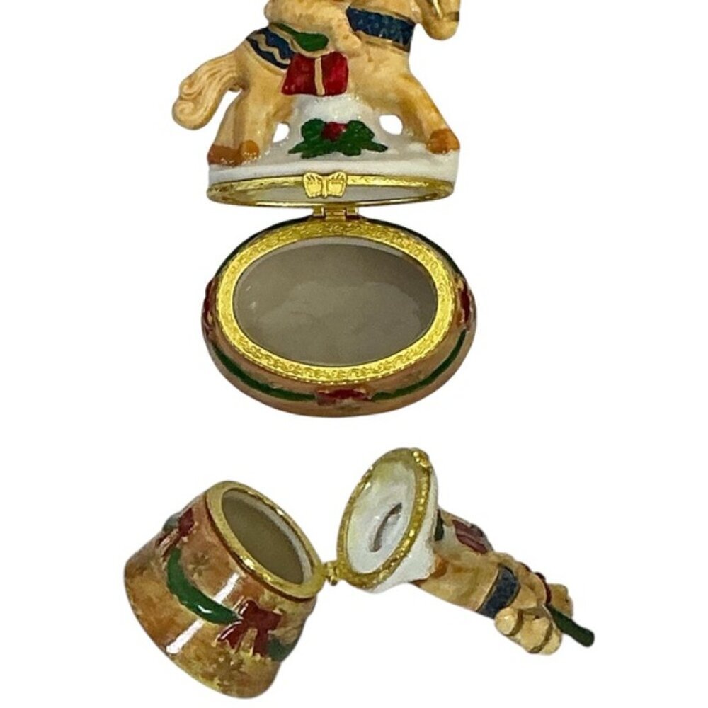 Vintage Hand Painted Trinket Box Hinged Christmas Santa Bear Carousel Horse 1990 - Picture 11 of 16